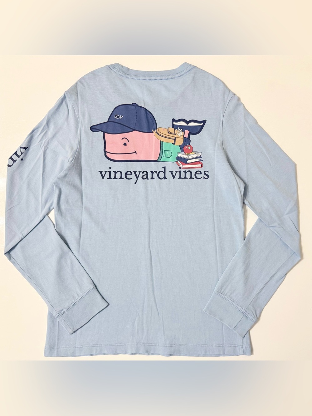 Vineyard Vines Boys School Whale Long-Sleeve Pocket Tee - Small (8-10)